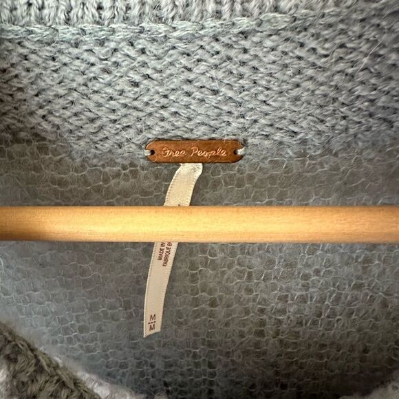 Free People Suki Alpaca Blend Sheer Detail Sweater Blue Size M - Picture 3 of 6